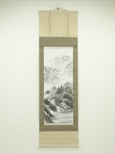 JAPANESE HANGING SCROLL / HAND PAINTED / LANDSCAPE